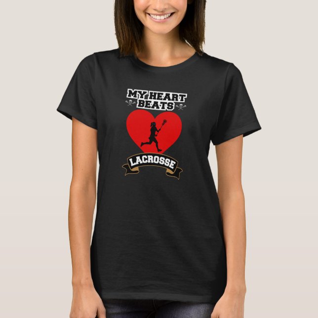 Lacrosse Heart Female Player Sport Passion Love T-Shirt (Front)