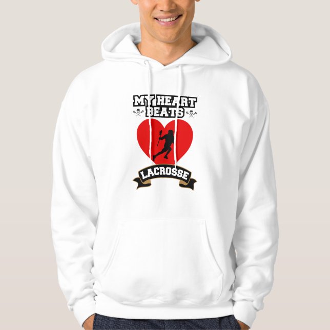 Lacrosse Heart Male Player Sport Passion Love Hoodie (Front)
