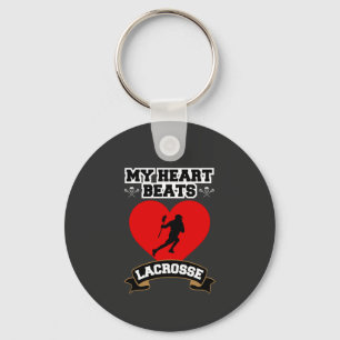 Lacrosse Heart Male Player Sport Passion Love Key Ring