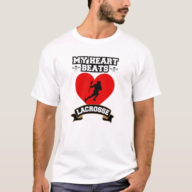 Lacrosse Heart Male Player Sport Passion Love T-Shirt (Front)