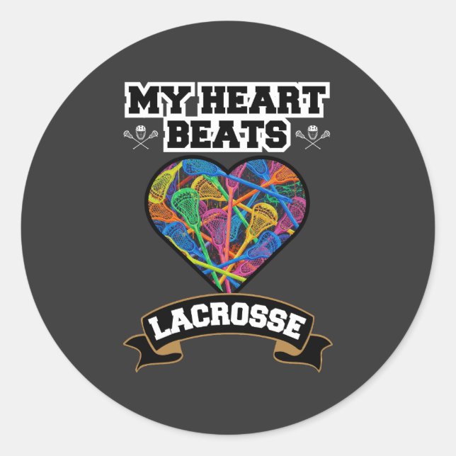 Lacrosse Heart Sticks Passion Sport Love Game Classic Round Sticker (Front)