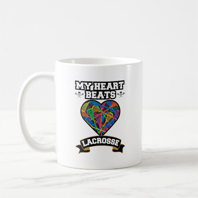 Lacrosse Heart Sticks Passion Sport Love Game Coffee Mug (Left)