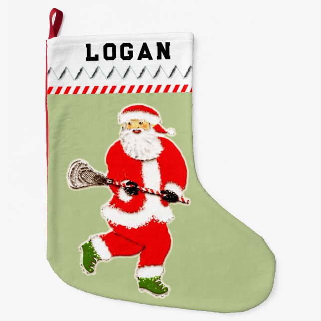 Lacrosse Holiday Gift Large Christmas Stocking (Front)
