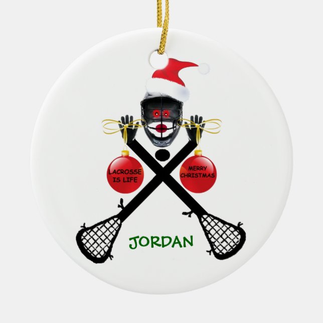 Lacrosse is Life Christmas Ceramic Tree Decoration (Front)