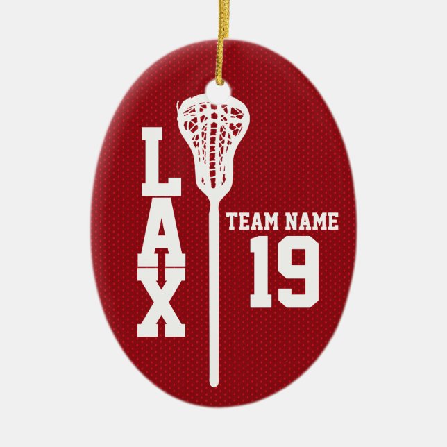 Lacrosse Jersey with Photo Red Ceramic Tree Decoration (Front)