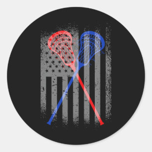 Lacrosse Lax American Flag 1 Classic Round Sticker