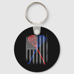 Lacrosse Lax American Flag 1 Key Ring