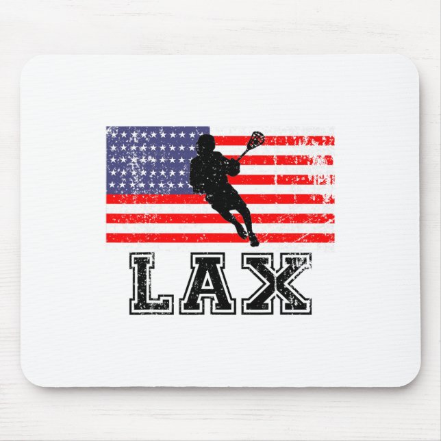 Lacrosse Lax American Flag  Mouse Mat (Front)