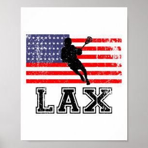 Lacrosse Lax American Flag Poster