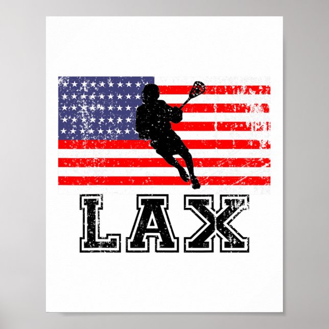 Lacrosse Lax American Flag  Poster (Front)