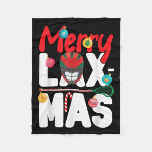 Lacrosse Lax Christmas Merry Lax-mas Fleece Blanket