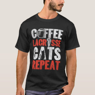 Lacrosse Lax Coffee Cat Vintage Coffee Lacrosse Ca T-Shirt