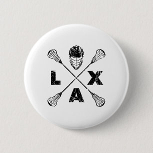 Lacrosse Lax Cross Axis Black Colorway  6 Cm Round Badge