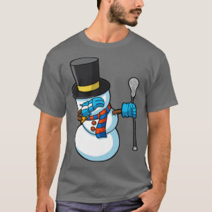 Lacrosse LAX Dabbing Snowman Christmas T-Shirt