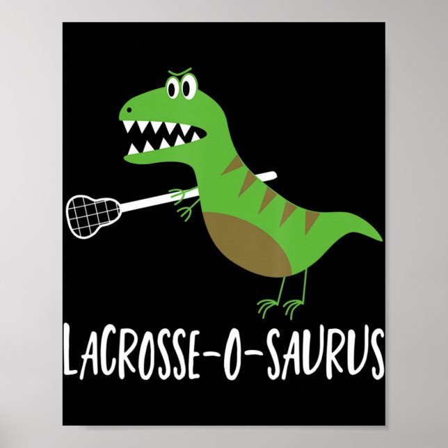 Lacrosse  Lax Player Dinosaur Dino Lover Sport Gif Poster (Front)