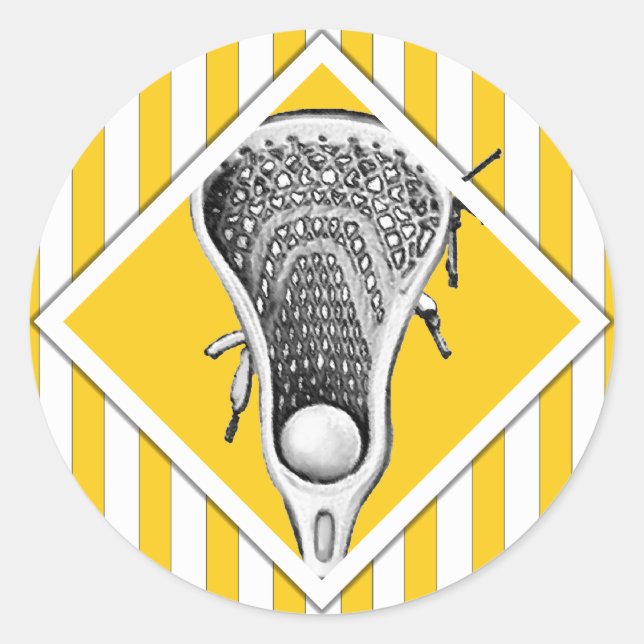 Lacrosse Lax Team Yellow Classic Round Sticker (Front)