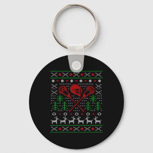 Lacrosse Lax Ugly Christmas Key Ring