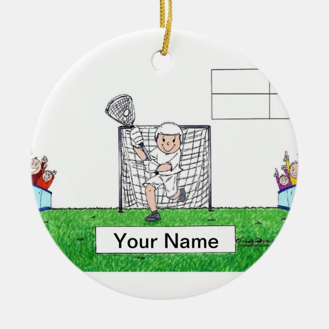 Lacrosse, Male - Blank Ceramic Tree Decoration (Front)