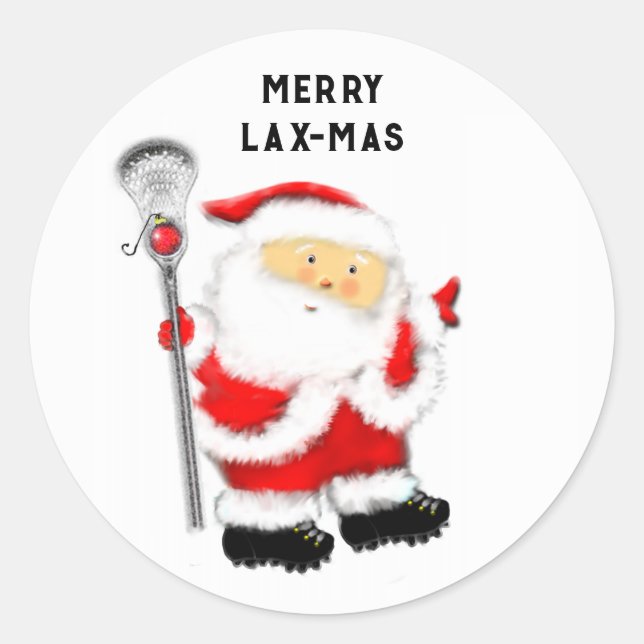 Lacrosse Merry Lax-mas Christmas Classic Round Sticker (Front)