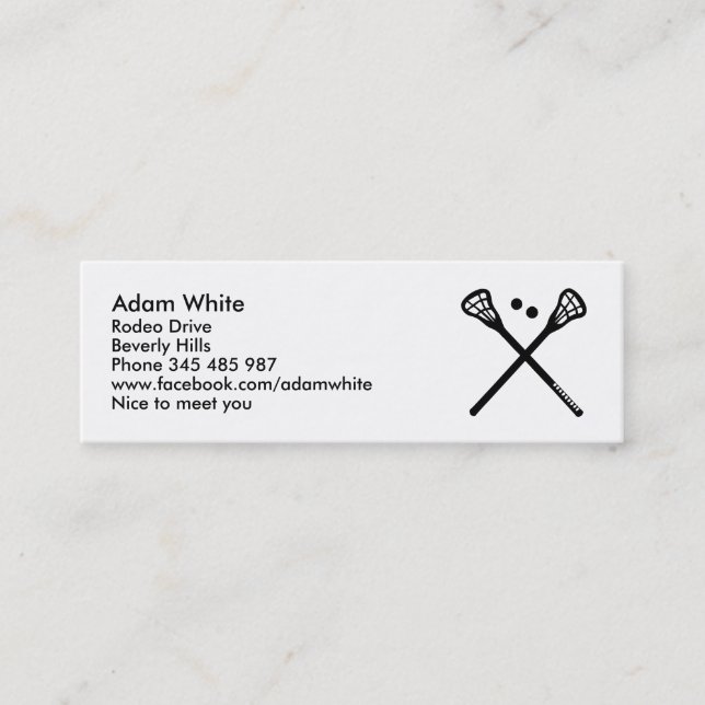 Lacrosse Mini Business Card (Front)