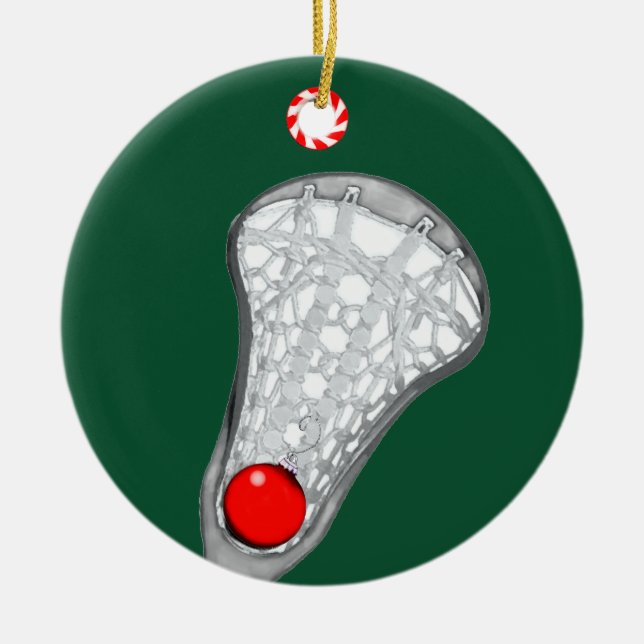 Lacrosse Mum Holiday Gift Ceramic Tree Decoration (Front)
