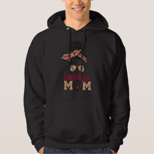 Lacrosse Mum Messy Bun Leopard Print Lax Sports La Hoodie