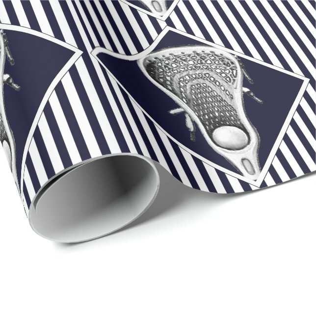 Lacrosse Navy Blue Sports Gift Wrapping Paper (Roll Corner)