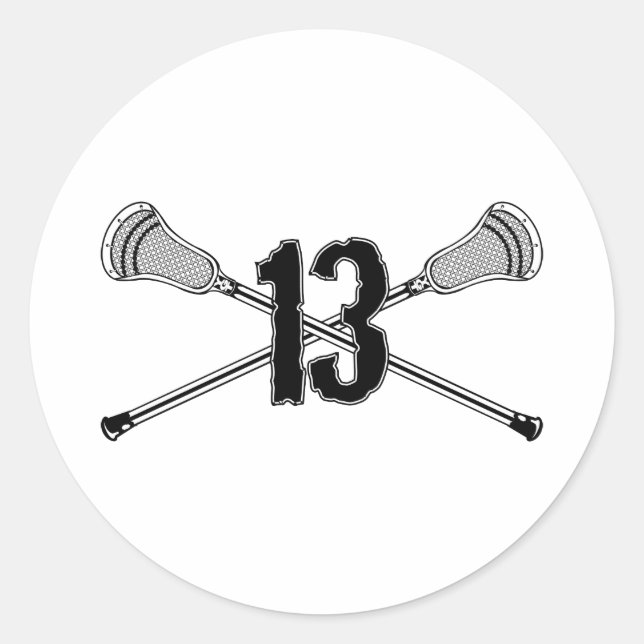 Lacrosse Number 13 Sticker (Front)
