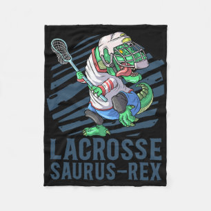 Lacrosse-o-saurus T Rex Dinosaur With Lacrosse Sti Fleece Blanket