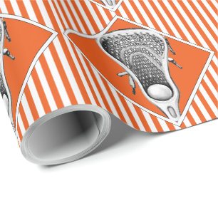 Lacrosse Orange Sports Gift Wrapping Paper