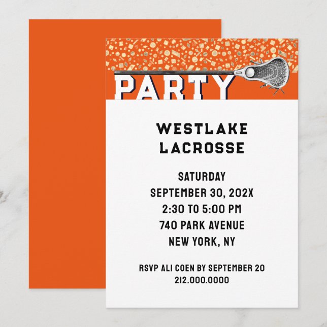 Lacrosse Party Invitation (Front/Back)