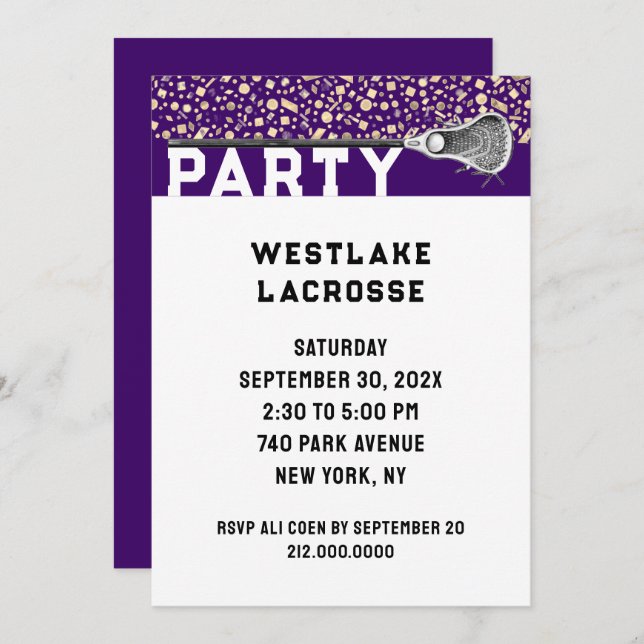 Lacrosse Party Invitation (Front/Back)