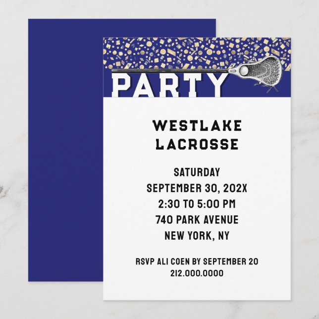 Lacrosse Party Invitation (Front/Back)