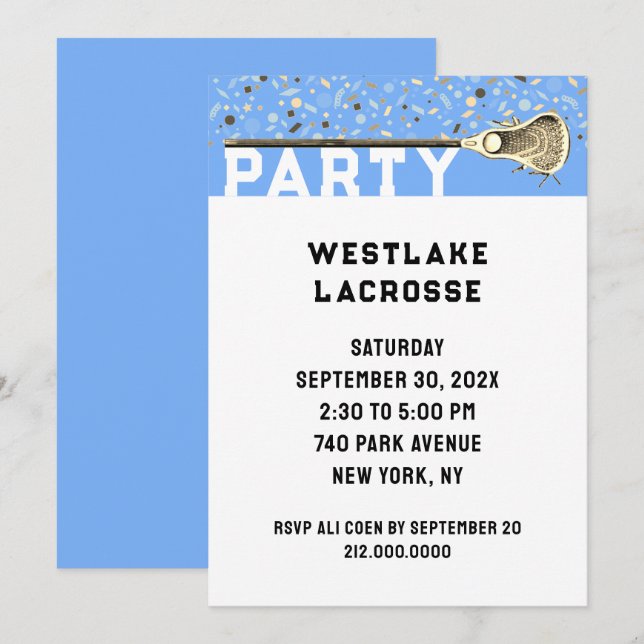 Lacrosse Party Invitation (Front/Back)