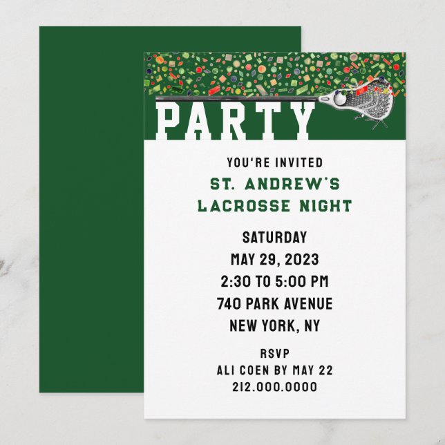 Lacrosse Party Invitation (Front/Back)