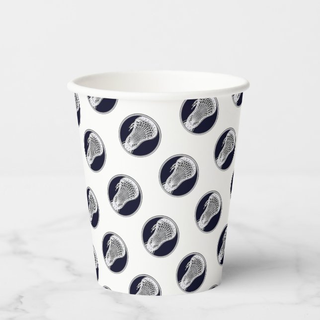 Lacrosse Party Navy Blue Paper Cups (Front)