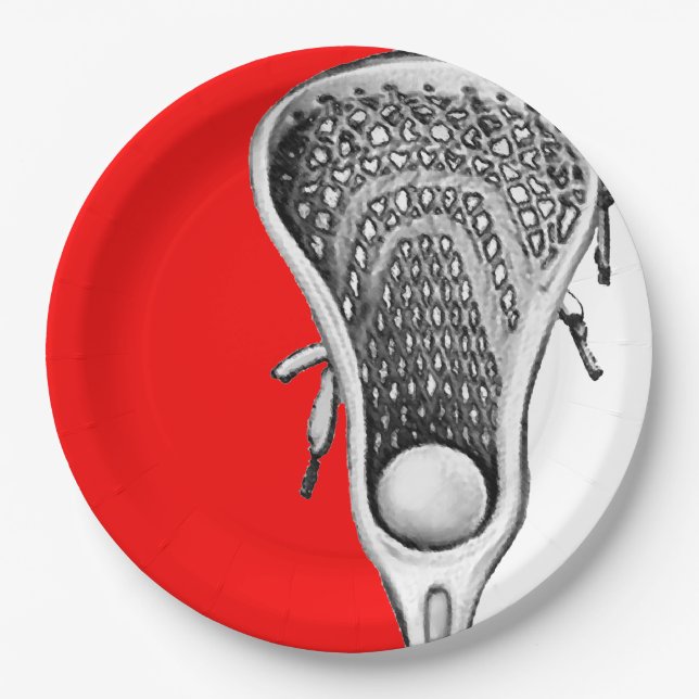 Lacrosse Party Red Paper Plate (Front)