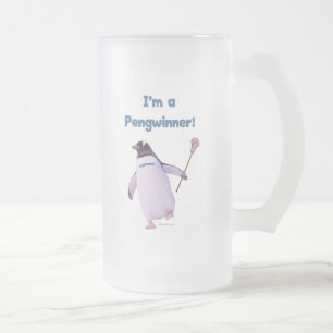 Lacrosse Penguin Frosted Glass Beer Mug
