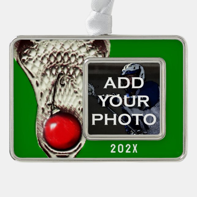 Lacrosse Photo Silver Plated Framed Ornament (Front)