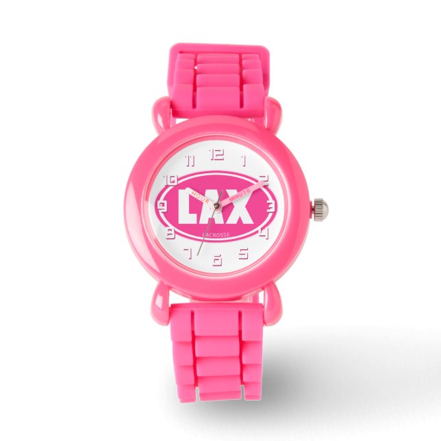 Lacrosse Pink LAX oval wrist watch (Front)