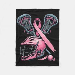 Lacrosse Pink Ribbon Breast Cancer Awareness Sport Fleece Blanket