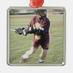 Lacrosse Player 2 Metal Tree Decoration