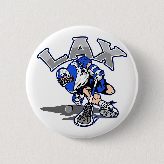 Lacrosse Player Blue Uniform 6 Cm Round Badge (Front)