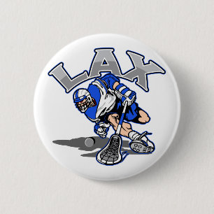Lacrosse Player Blue Uniform 6 Cm Round Badge