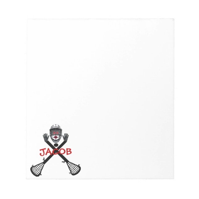 Lacrosse Player Cartoon Notepad (Front)