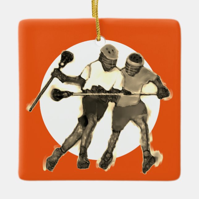 Lacrosse Player Ceramic Ornament (Front)