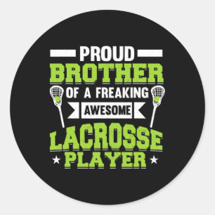 Lacrosse Player Coach Brother Classic Round Sticker