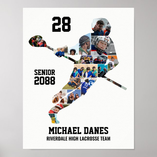 Lacrosse Player Custom Sports Photo Collage Poster (Front)