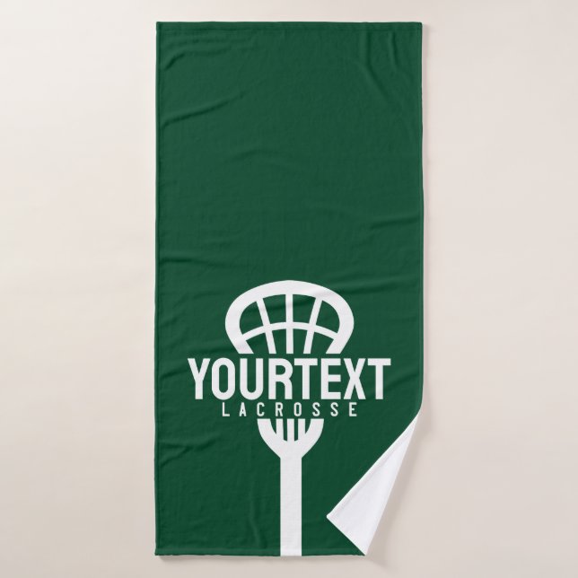 Lacrosse Player CUSTOM TEXT Team Mesh Sport Stick  Bath Towel Set (Bath Towel)