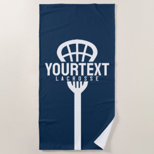 Lacrosse Player CUSTOM TEXT Team Mesh Sport Stick  Beach Towel